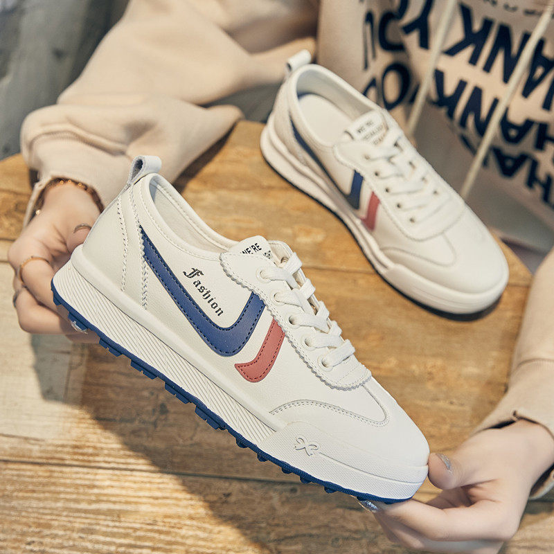 Soft cowhide small white shoes women's 2022 spring new all-match flat student skateboard shoes ins tide summer thin section breathable