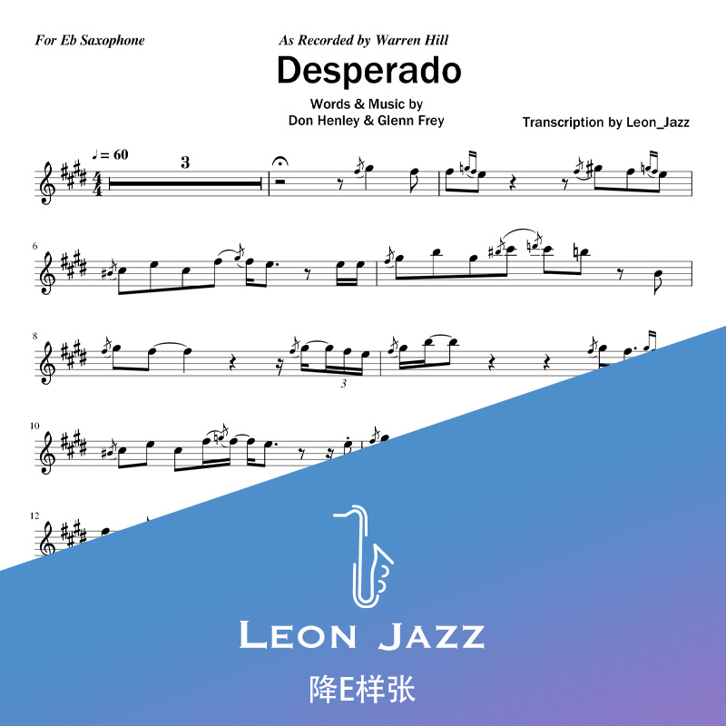 Desperado Desperado Sax Score Precision Score Warren Hill Version Slaw