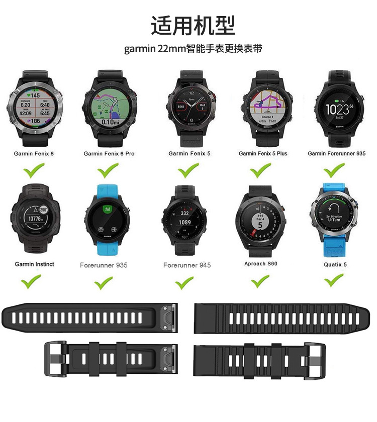 限時優惠 清風數碼 Garmin 佳明 Fenix 6x 手錶帶 快拆硅膠款 Fenix 6x Pro 運動型 替換腕帶 智能手錶帶
