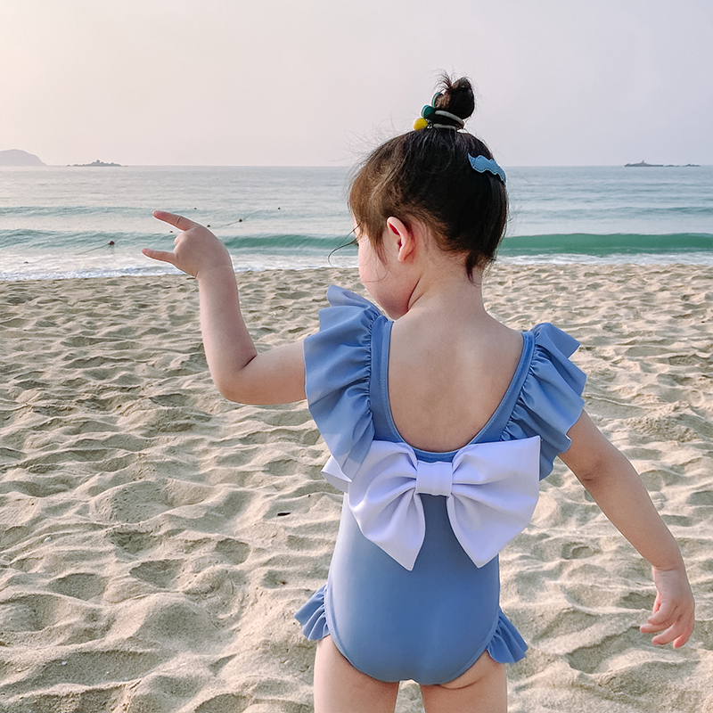 2022 New Children's Swimsuit Girl Linkedly Baby Lovely Bow Girls Swimsuit Princess Swimsuit