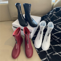 White front zipped boot Child summer fit dress Single boot Red Short boot Cylinder Imperii Boots Guidi Big Code Womens Shoes