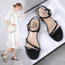 Sandshoes Women Summer 2021 New Flat Bottom Shoes With Rough Heel With Fairy Wind Students Ins Tide Roman Shoes