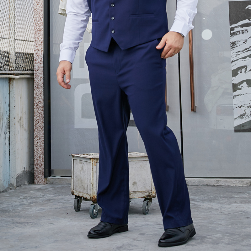 Men's Plus-Size Suit Pants, Straight-Leg, Loose Fit, Royal Blue, Business, Wrinkle-Free, Extra Large, Long Suit Trousers