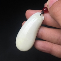 Lantian Jade a specialty of Xian is a natural living jade melon pendant which means good fortune and longevity and good luck. Jade pendants for men and women.