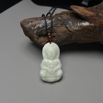 Xian specialty Lantian jade white jade floating green Guanyin pendant natural living jade pendant terracotta warriors and horses the same style milk green bottom