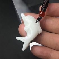 Xian specialty Lantian jade natural jade live jade dolphin pendant small dolphin necklace mens and womens Terracotta Warriors and Horses the same style