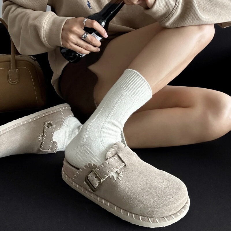 Shen Teng, Ao Ruipeng, and Mao Linlin's Same Style Birkenstock Shoes, Genuine Leather Suede Thick-Soled Unisex Birkenstock Shoes, Soft-Soled Half-Slippers