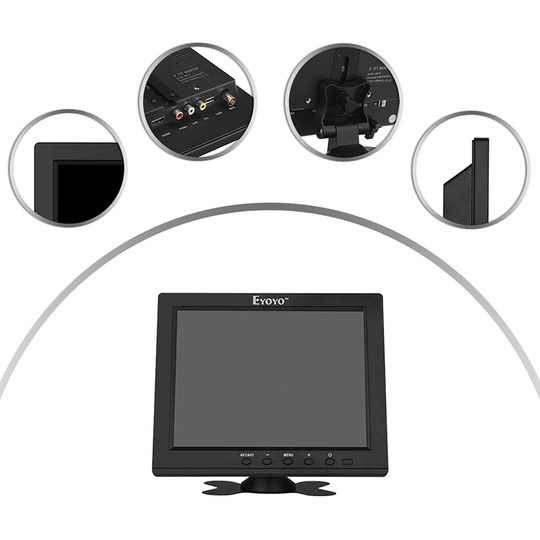 EYOYO 8英寸车载显示器高清液晶显示屏多接口带喇叭支持U盘播放