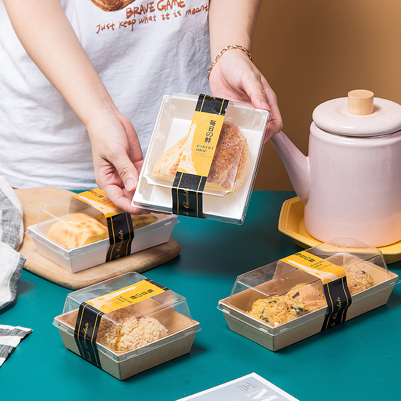 Sandwich packaging box meat pine little Bessher puff cake towel roll Swiss roll cake roll baking box