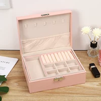 С замок кожаной двойной ювелирной коробки (розовый) (розовый)