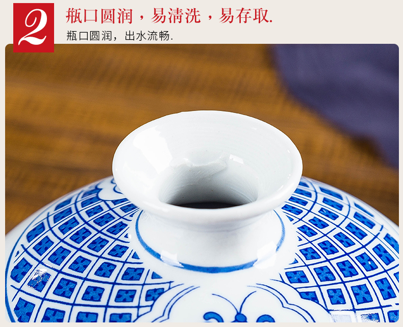 Jingdezhen high temperature 5 jins of blue and white porcelain bottle with heat shrinkable film sealing home empty wine waxberry wine jar