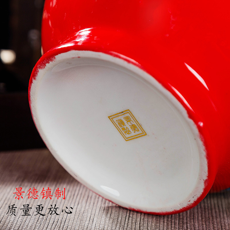 Jingdezhen color bottle 5 jins of the loaded with lock seal peony red mushroom shape thickening the empty wine jars