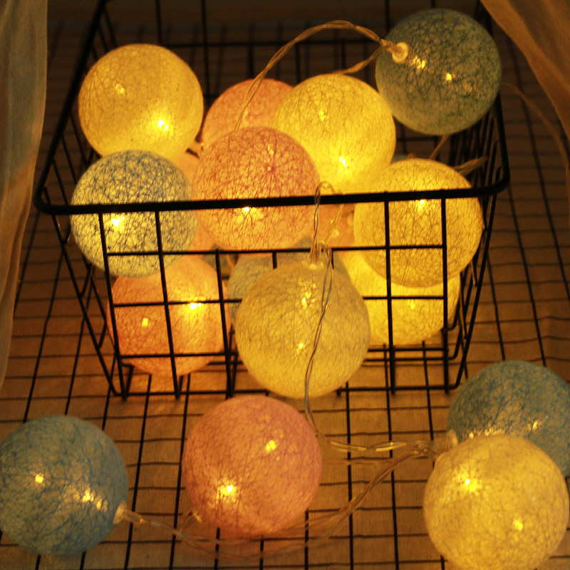 Small Festoon Light Birthday Decorative Lights String Room Dorm Room Dorm Romantic Placement Net Red Seven Colorful Cotton Thread Round Round of the Star