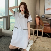 2020 Summer new Korean short sleeve long dress thin POLO collar Super fairy loose base skirt