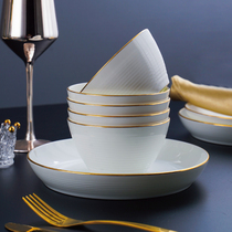 Thread Phnom Penh light luxury dishes set home simple tableware bowl chopsticks set Nordic Japanese Big Bowl soup bowl noodle bowl