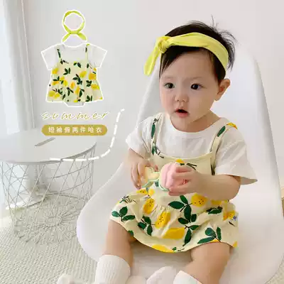 Female baby jumpsuit triangle bag fart dress newborn baby Princess ha dress summer sweet foreign pie thin