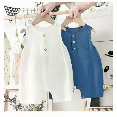2021 summer new children's jumpsuit baby jersey for men and women Baby climbed sleeveless jumpsuit