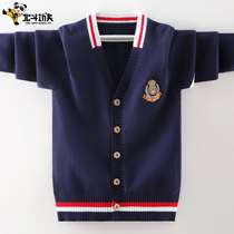 Boys sweater cardigan jacket Autumn Western style childrens spring and autumn childrens knitwear Summer thin air conditioning shirt