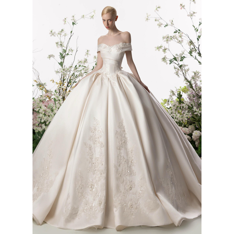 French-Style Satin Off-Shoulder Light Wedding Dress for Brides, 2026 New Model, High-End Texture, Petite Size, Custom-Made Main Gown French-Style Satin Off-Shoulder Light Wedding Dress for Brides, 2026 New Model, High-End Texture, Petite Size, Custom-Made Main Gown