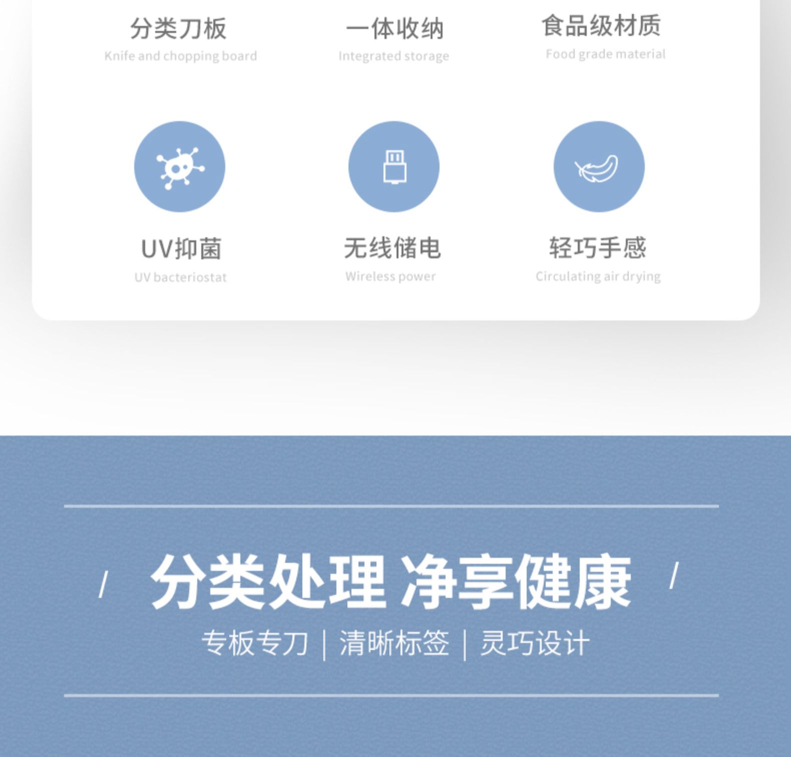 英国 摩飞 砧板刀具分类消毒收纳机 3刀3板 图3