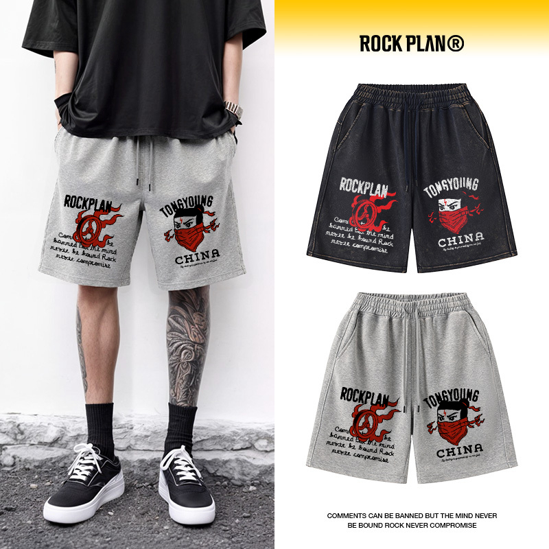Rock Band National Trend Shorts Merchandise Pure Cotton American Retro Five-Point Shorts Straight Casual Unisex Summer Rock Band National Trend Shorts Merchandise Pure Cotton American Retro Five-Point Shorts Straight Casual Unisex Summer