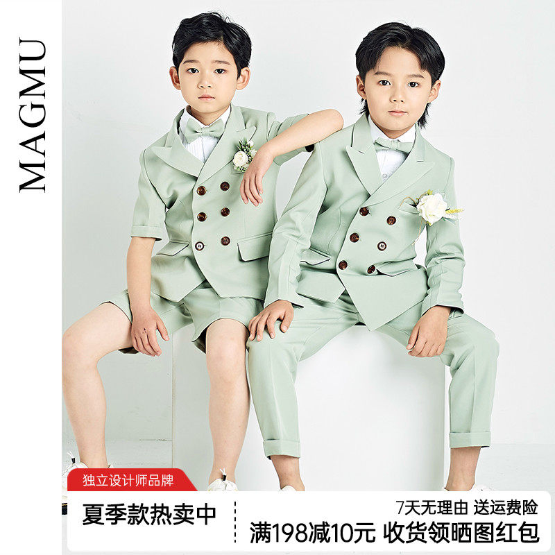 Children's suit suit boy handsome British style flower girl dress piano performance costume host summer small suit