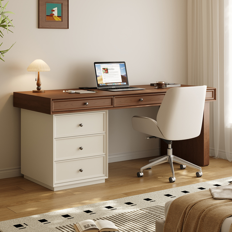New Chinese-Style Solid Wood Desk, Home Office Desk, Drawer-Type Writing Desk, Computer Desk, Study Desk, Workbench with Drawers