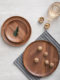 Solid wood round plate plate ebony wooden round plate wooden dessert dried fruit nut melon seed plate plate homestay tableware