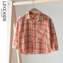 lzyz kids boys long sleeves shirt plaid brushed shirt little kids baby children spring and autumn cotton top tide