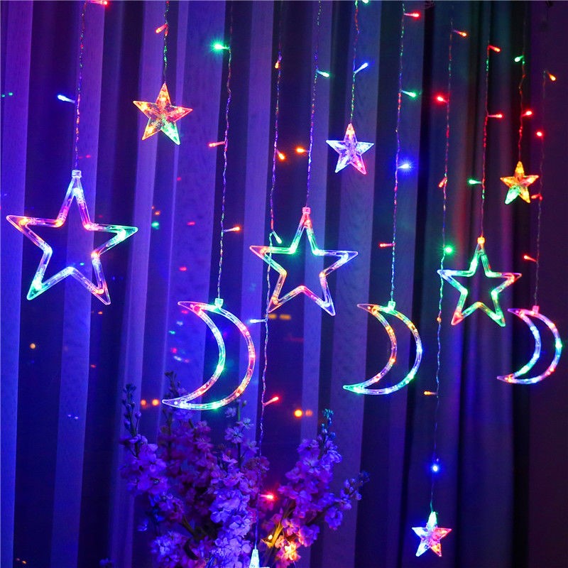 Curtain decoration arrangement led star lights bedroom small colored lights flashing lights string romantic room starry net red a