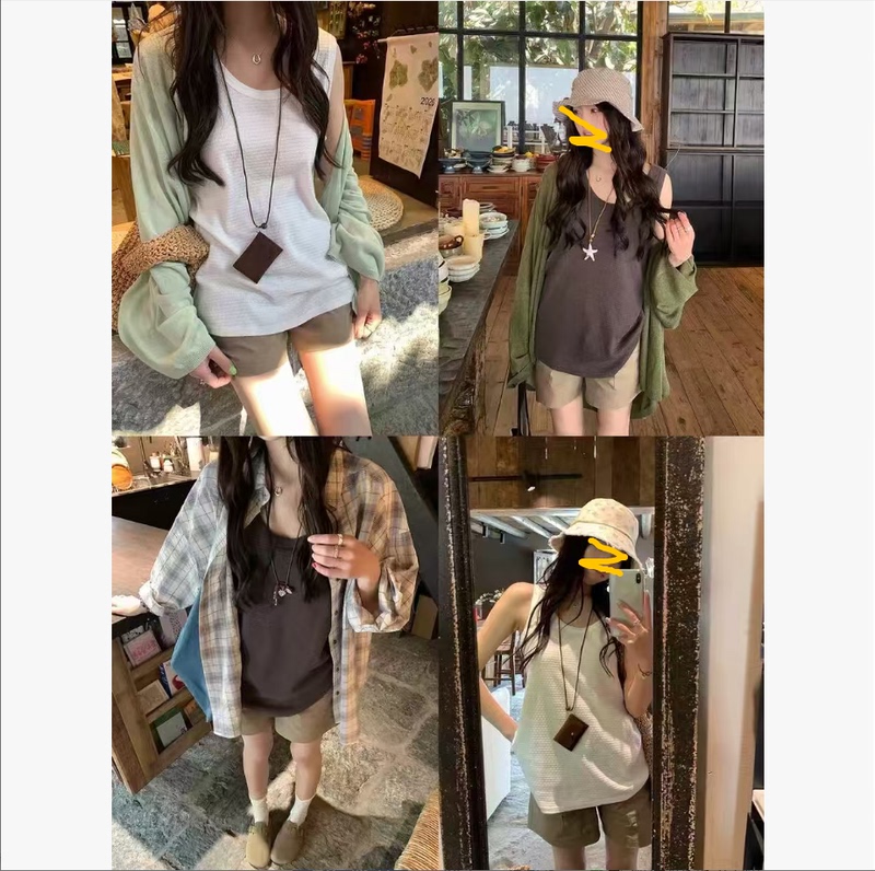 7.30【Tingzi Benefits】Elegant and Versatile Shorts-Vest-Cardigan Set # L168-D1447