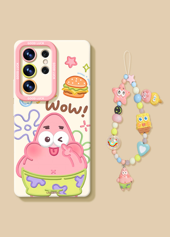 Pastel SpongeBob & Patrick Cartoon Silicone For Girls Hug! S25, S25 Plus, S25 Ultra, S24, S24 Plus, S24 Ultra, S23, S23 Plus