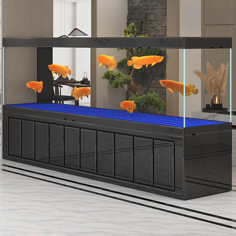 Fish tank living room large-scale household gold crystal ultra-white glass widened bottom filter office color light luxury butterfly professional-grade dragon fish tank