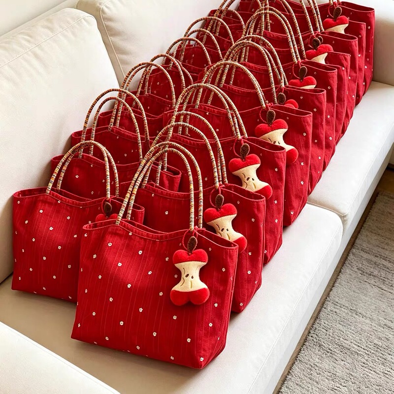 Wedding-Specific Red Wedding Bag for the Bride, Suitable for Daily Use, New Wedding Handbag, Canvas Bag with Large Capacity