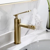 Скандинавский матовый медный смеситель для умывальника с горячей и холодной водой, раковина под столешницей и наземная раковина, роскошный смеситель золотого света