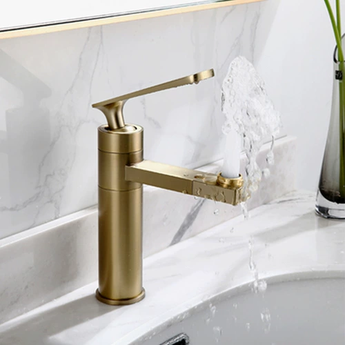 Скандинавский матовый медный смеситель для умывальника с горячей и холодной водой, раковина под столешницей и наземная раковина, роскошный смеситель золотого света