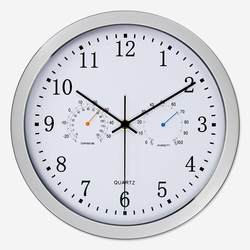 Cross-border supply in stock plastic thermometer and hygrometer wall clock modern simple living room silent clock Wall Clock