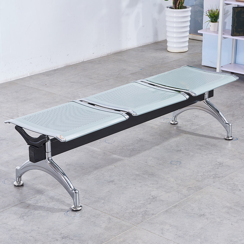 Three-seat row chair flat waiting chair without backrest lounges public seat bank waiting chair airport chair