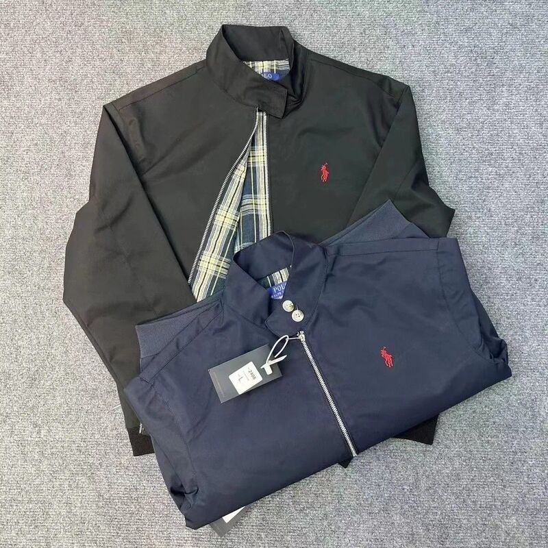 American Retro Stand-Up Collar Baseball Jacket with Pony Embroidery, Classic Casual Spring and Autumn Trendy Brand Jacket for Men and Women American Retro Stand-Up Collar Baseball Jacket with Pony Embroidery, Classic Casual Spring and Autumn Trendy Brand Jacket for Men and Women