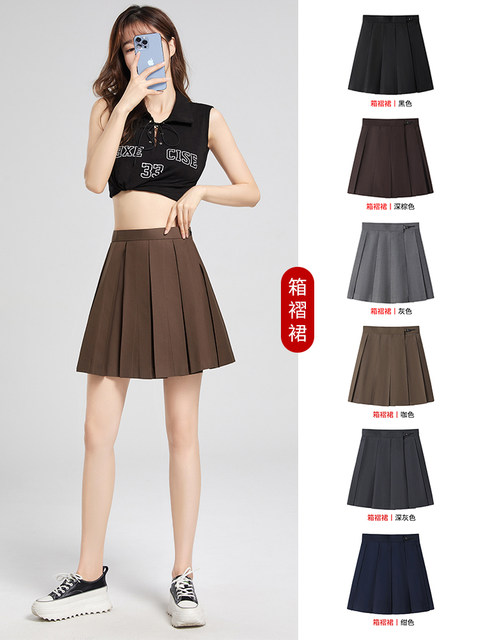 Shanchuan JK box pleated skirt ແມ່ຍິງເຄິ່ງຫນຶ່ງຂອງ pleated skirt ສັ້ນ summer ສີດໍາ a-line dog ສັ້ນ 39cm ພື້ນຖານສີແຂງເອກະພາບ jk skirt