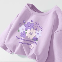 【Короткий рукав】 сиреневое пурпурно-фиолетовое цветок