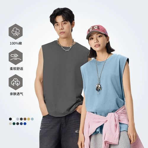 Хлопковая футболка без рукавов, летняя майка, спортивный жилет, в американском стиле