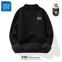 【Half Turtle Neck с бархатом】 черный#горный рисунок серый