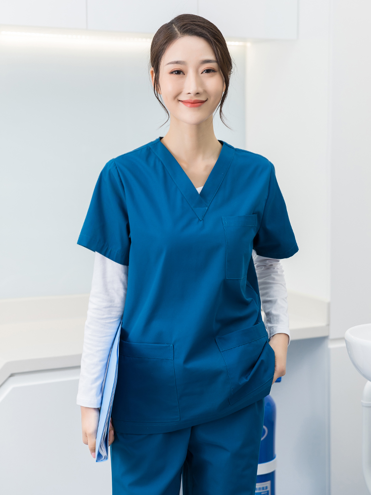 Handwashing Clothing Women Pure Cotton Operating Room Purple Summer Doctor Workwear Two-piece Suit Thin Short Sleeve Brushed Hand Served Summer