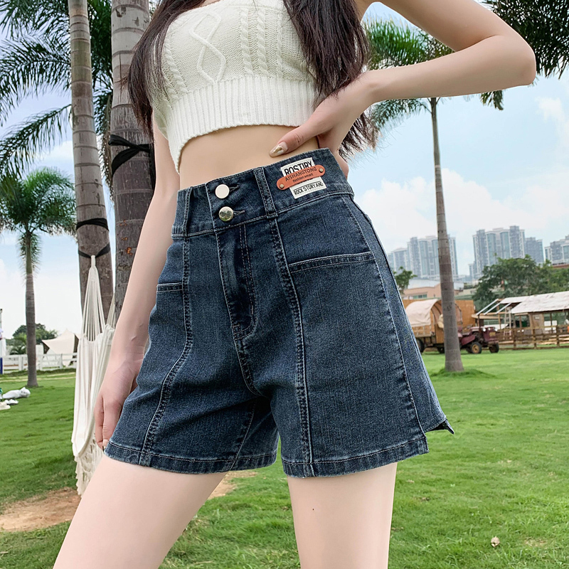 Black High-Waisted Denim Shorts for Women, Summer Thin Style, Loose Wide-Leg, Stretchy, Plus Size, Slimming A-Line Hot Pants Black High-Waisted Denim Shorts for Women, Summer Thin Style, Loose Wide-Leg, Stretchy, Plus Size, Slimming A-Line Hot Pants