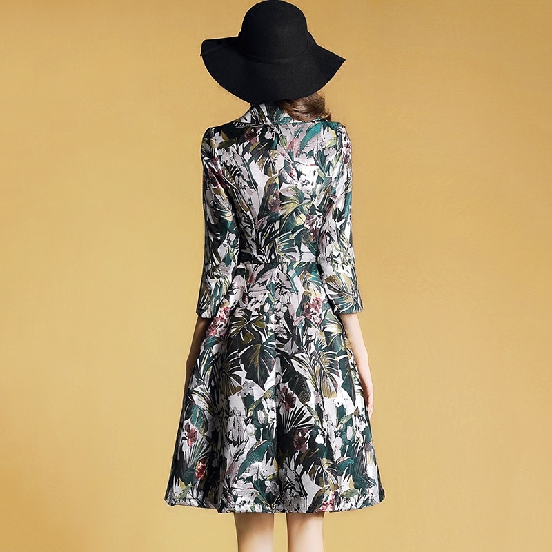 Dan Munnell Pháp phụ nữ áo cổ điển in mùa xuân 2020 mới mỏng giữa chiều dài áo thời trang rãnh