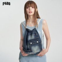 (F426 Official Shop) National Tide Card Perimeter Accessories Wash With Washed Denim Backpacks