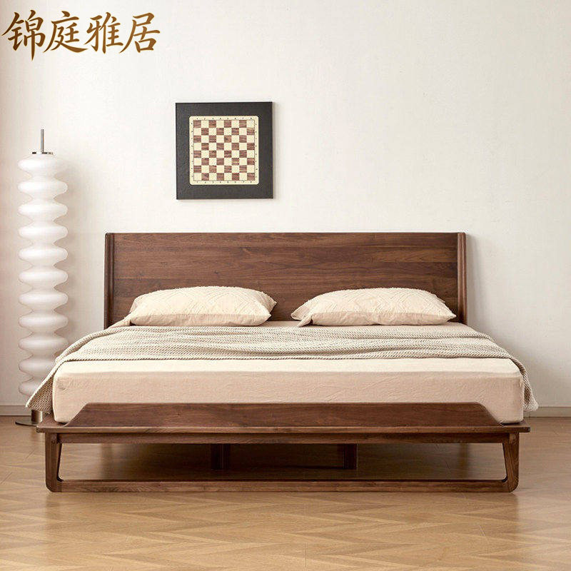 北欧全实木床北美黑胡桃木卧室现代简约双人中大床1.5复古1.8米-淘宝Taobao | 天猫Tmall