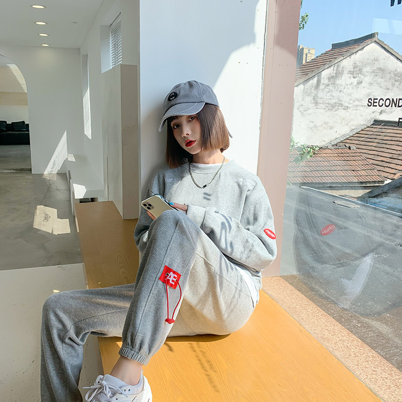 Grey Sports Pants Woman Summer Thin loose straight drum Thin Pins Slim-to-Damp Pants Kharen Casual Women Pants