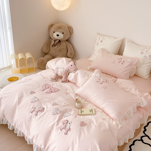 Мультяшный милый детский брендовый хлопковый комплект, хлопковая простыня, пододеяльник, одеяло, осенний, 4 предмета, постельные принадлежности